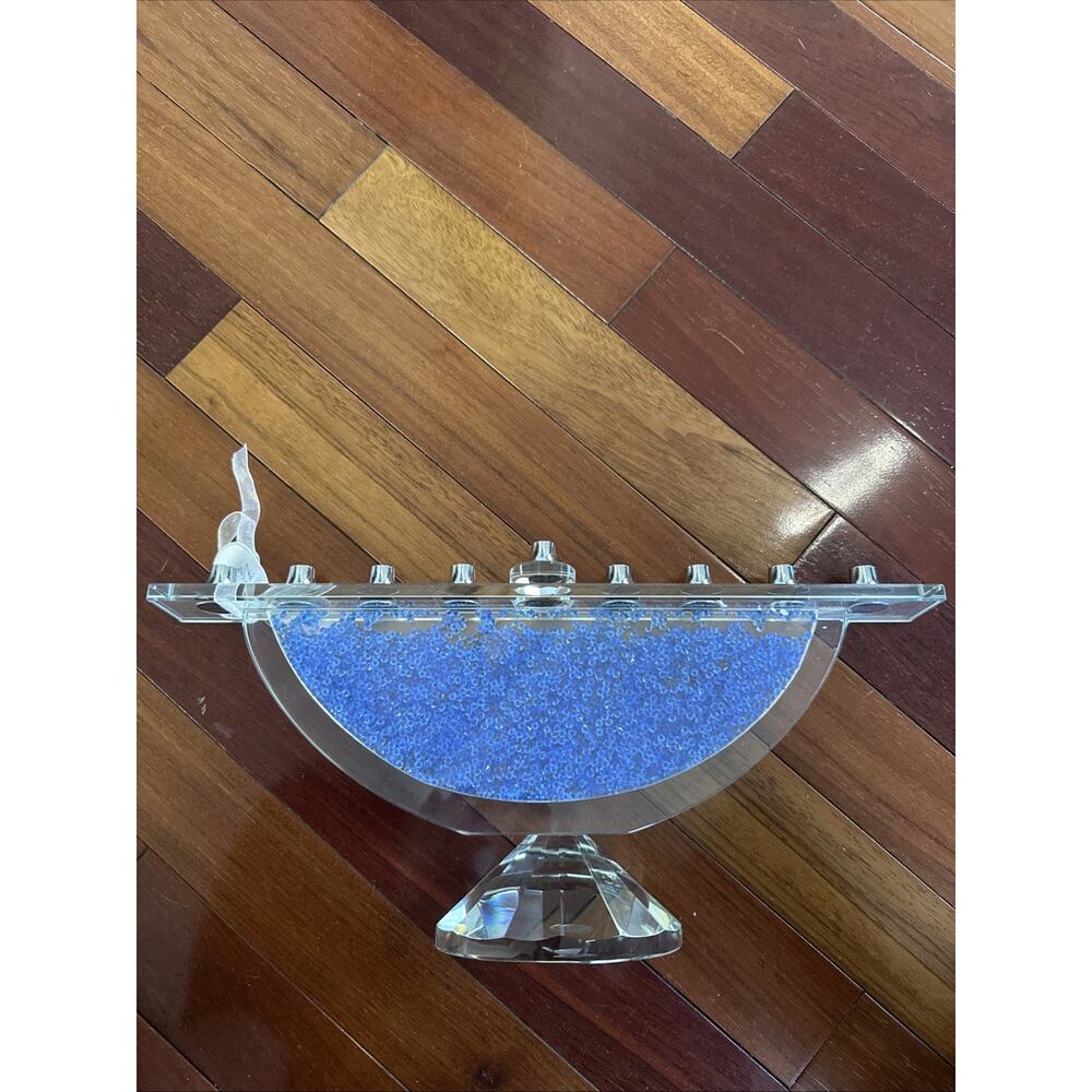 NEW Hanukkah Menorah Acrylic Moving Crystals Decorative Stand Modern Art NWT